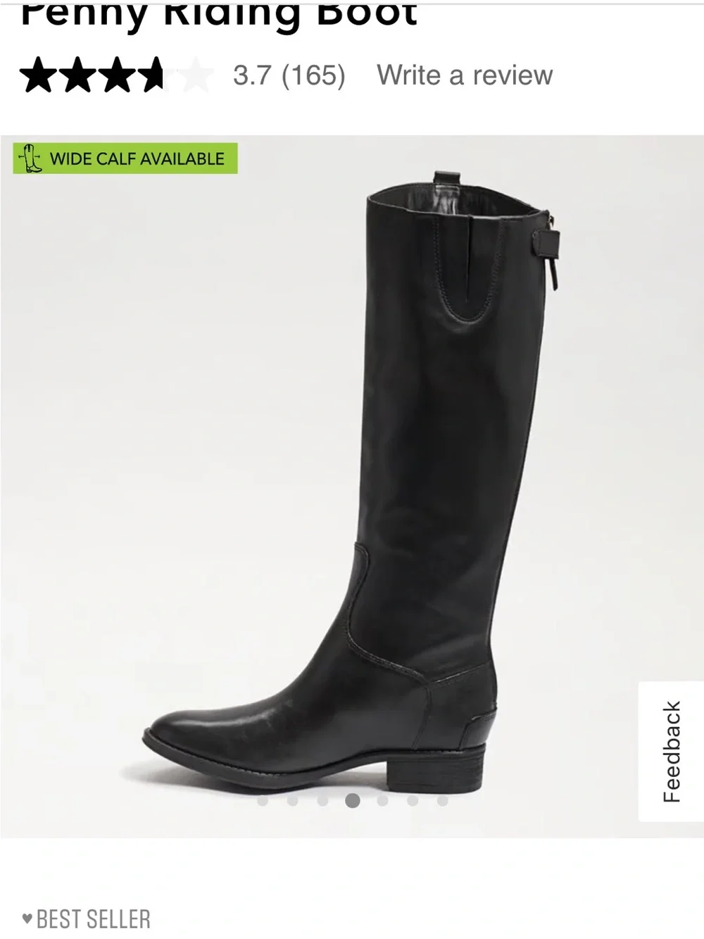 Sam Edelman Penny Riding Boot - Black Leather - Size 8W Wide